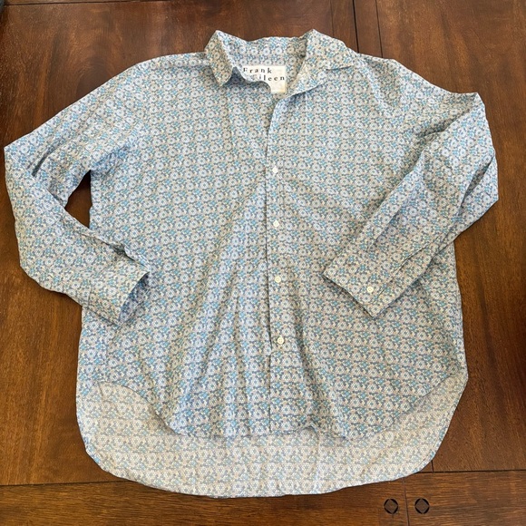 Frank & Eileen ‘Frank’ LS Blue Floral Print Cotton Button Blouse Womens XL - Picture 1 of 12